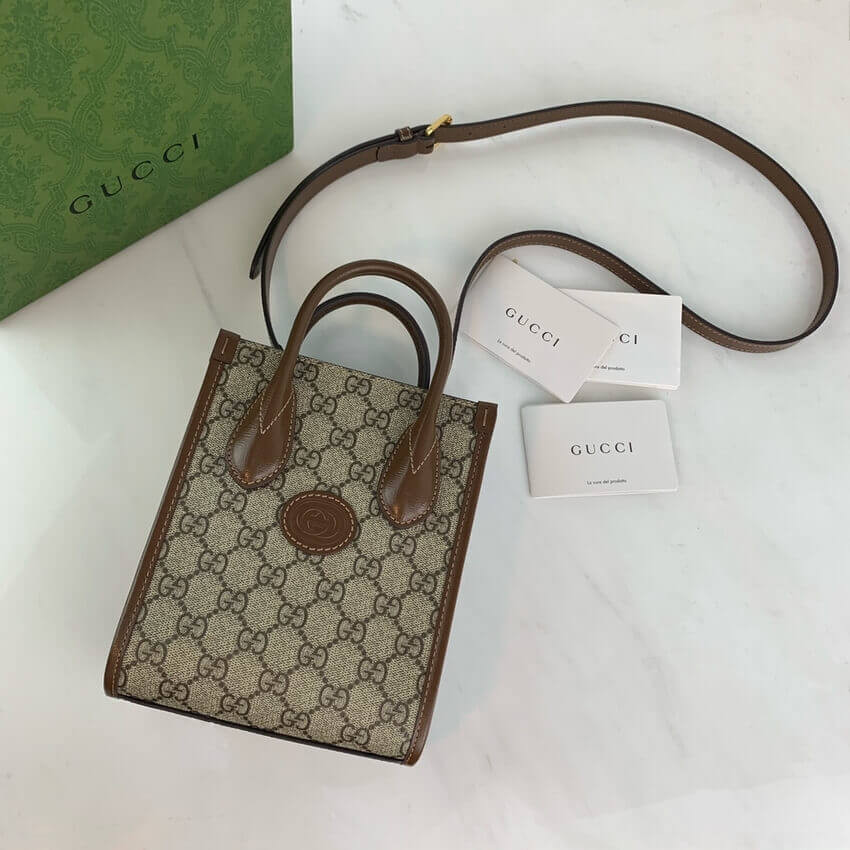 Gucci Mini Tote Bag with Interlocking G in GG Supreme 671623