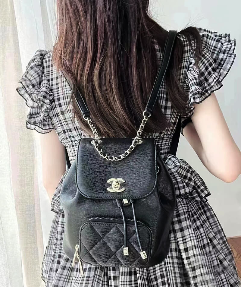 Chanel Business Affinity Mini Backpack in Black Caviar AS3530