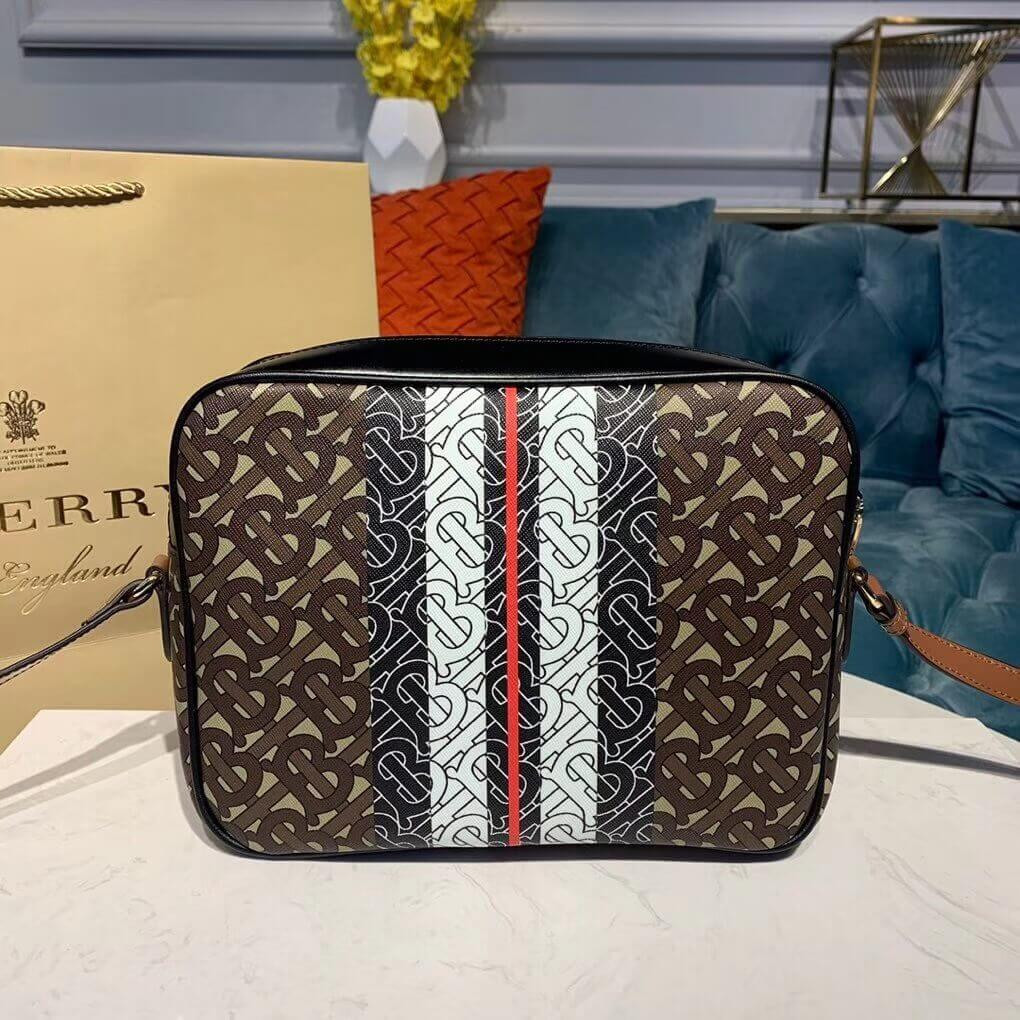 Burberry Medium Monogram Stripe E-canvas Camera Bag 80193761