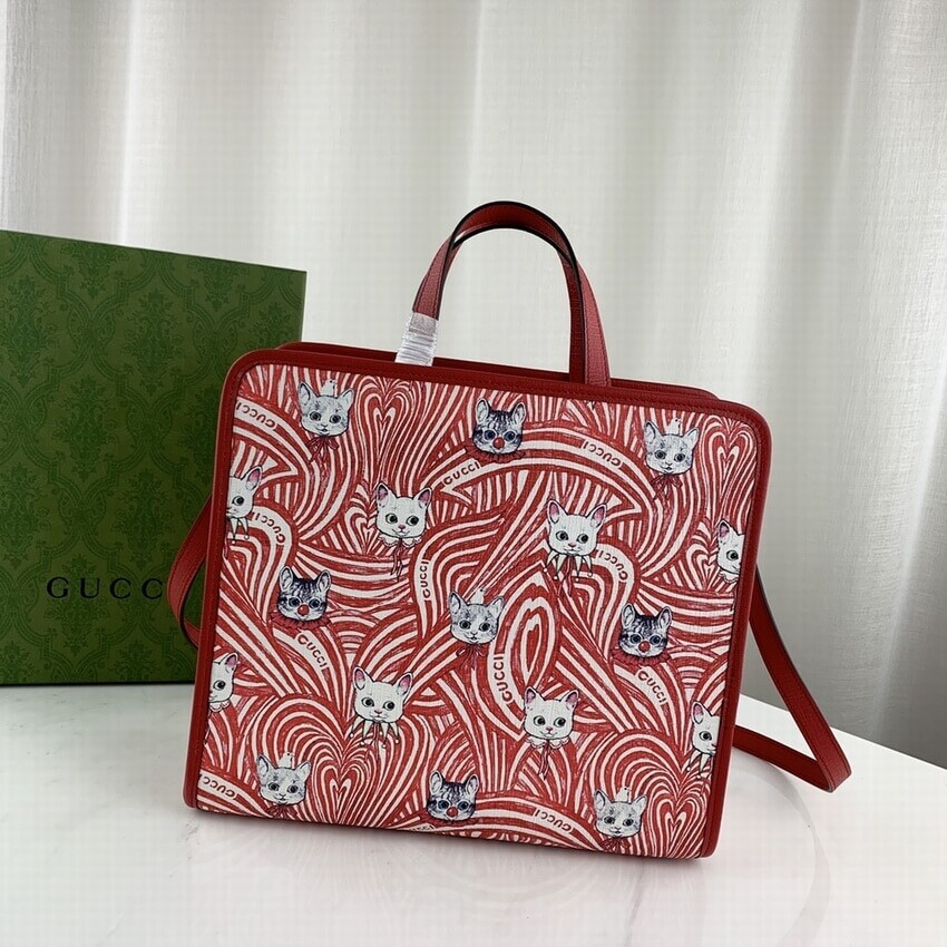 Gucci Yuko Higuchi Tote Bag Cat Print 605614