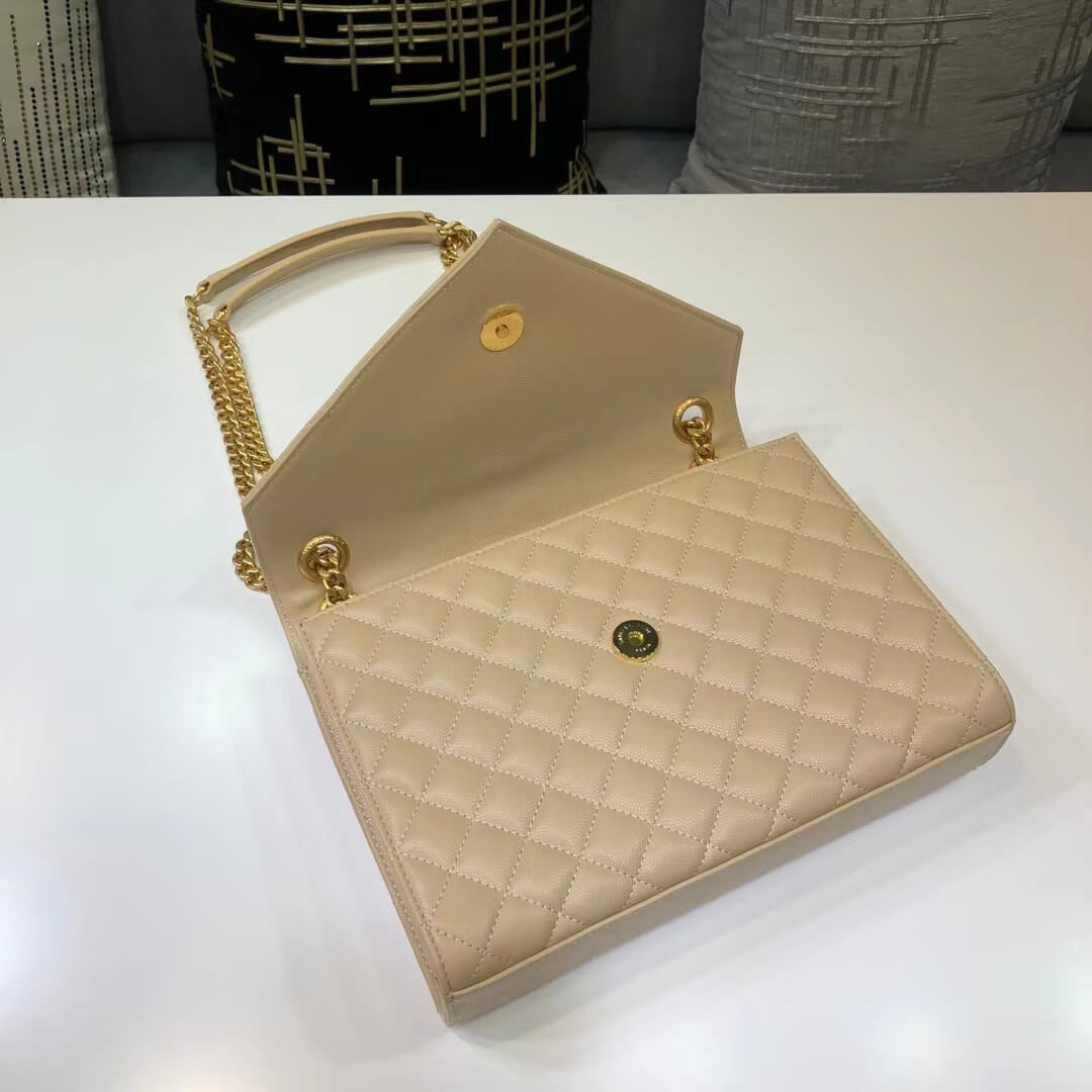 Saint Laurent Grain Leather Envelope Medium Bag 487206