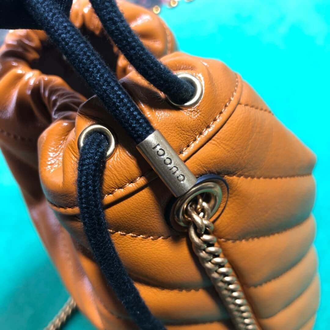 Gucci GG Marmont Mini Bucket Bag 575163 Cognac