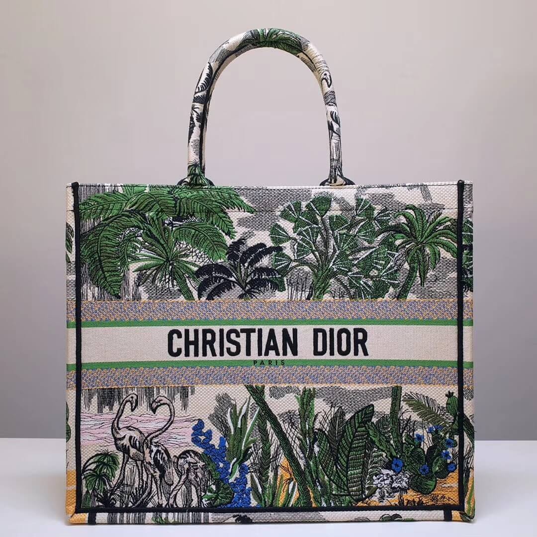 Christian Dior Book Tote Bag In Embroidered Canvas M1286