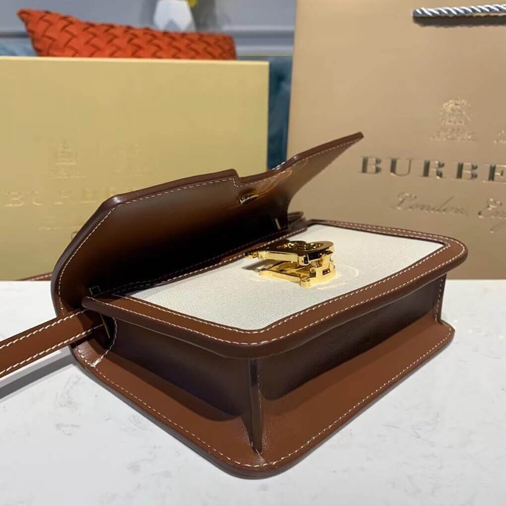 Burberry Mini Two-tone Canvas and Leather TB Bag 80171101