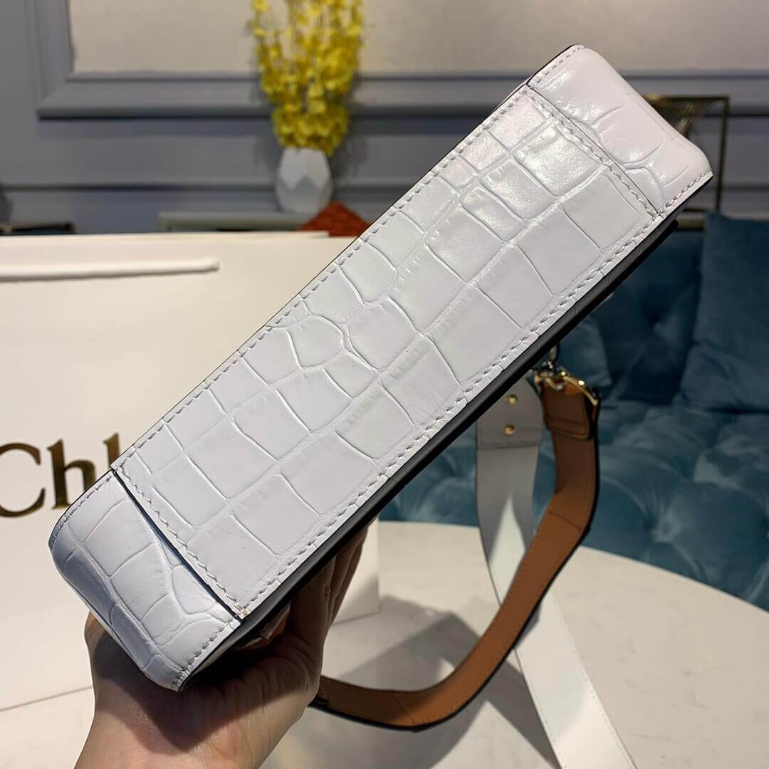 Chloe C Small Double Carry Bag In Embossed Croco A871