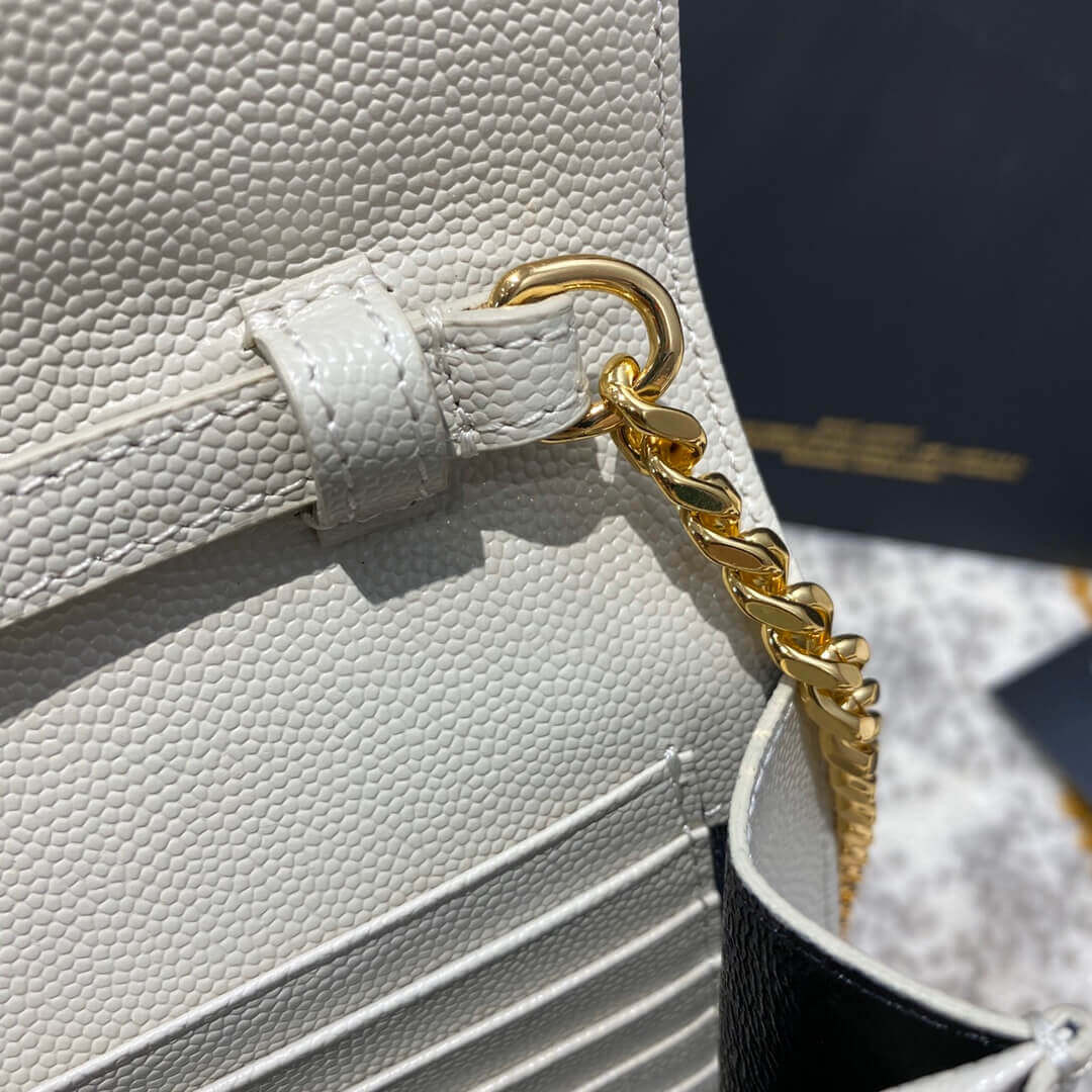 YSL Saint Laurent Monogram Chain Wallet In Mix Matelasse Grain Leather 620280