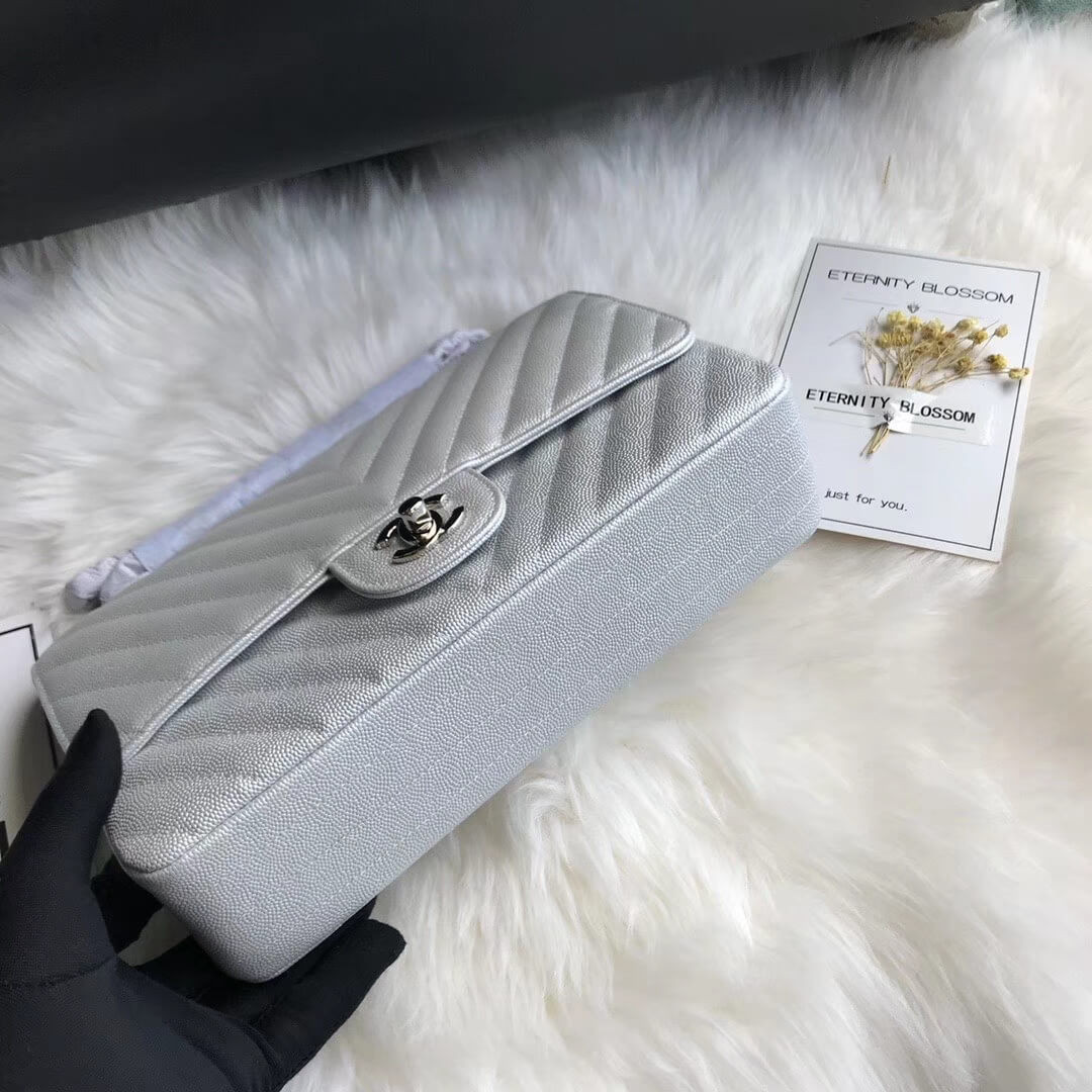 Chanel Chevron Caviar Calfskin Classic Flap Bag A01112