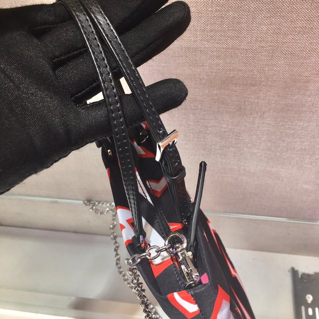 Prada Lightning Print Nylon Handbag 1BA252