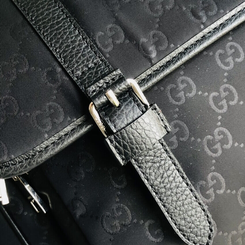 Gucci GG Guccissima Black Medium Nylon Messenger Bag 510334