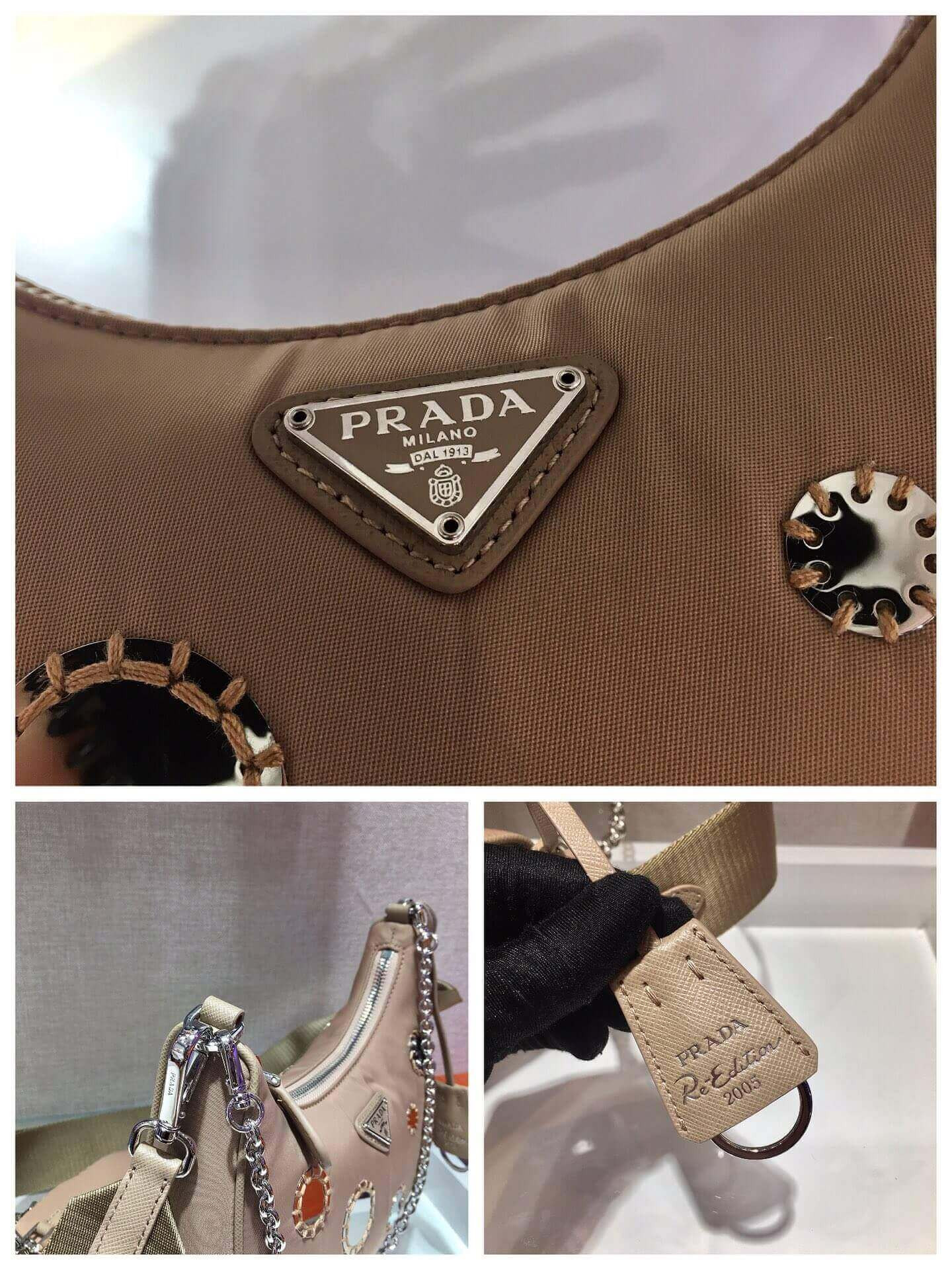 Prada Hobo Re Edition Embroidery Sequins Cross Body Bag 1BH204