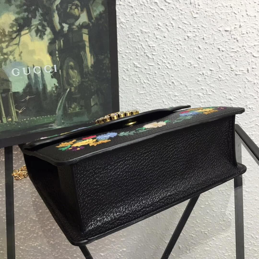 Gucci Floral Embroidered Small Leather Shoulder Bag 499617