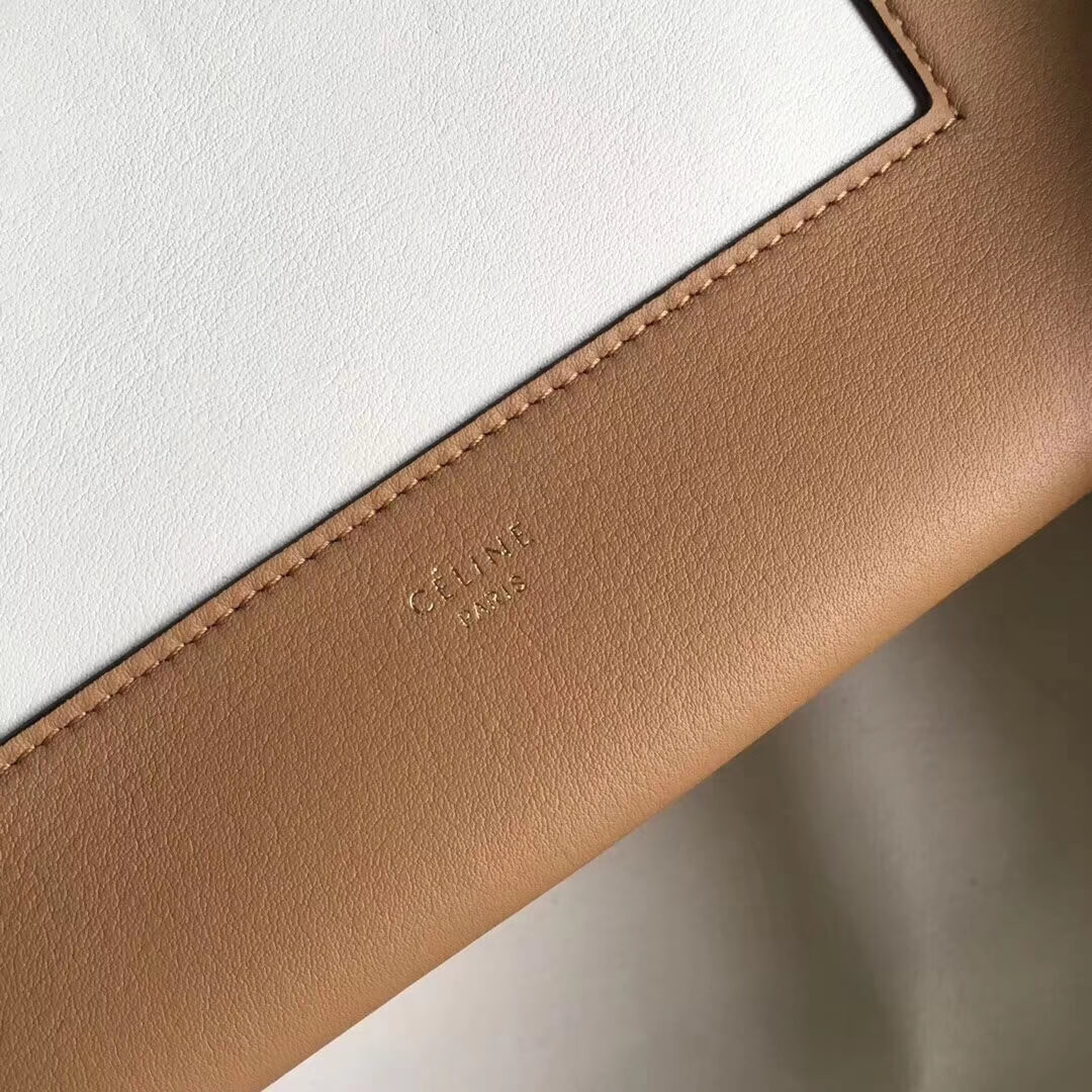 Celine Frame Medium Shoulder Bag 180263 Apricot/White