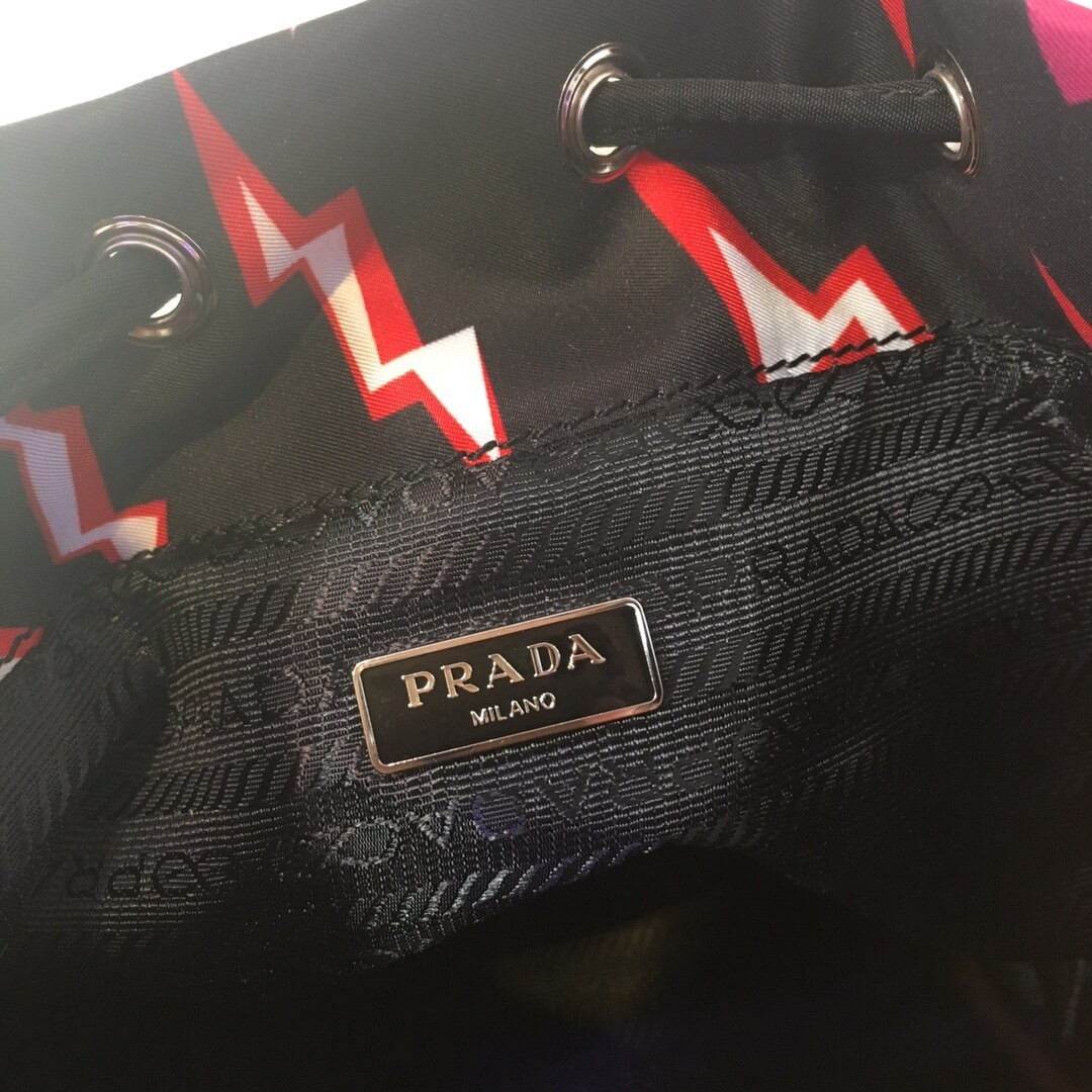 Prada Lightning Print Nylon Shoulder Bag 1BH038
