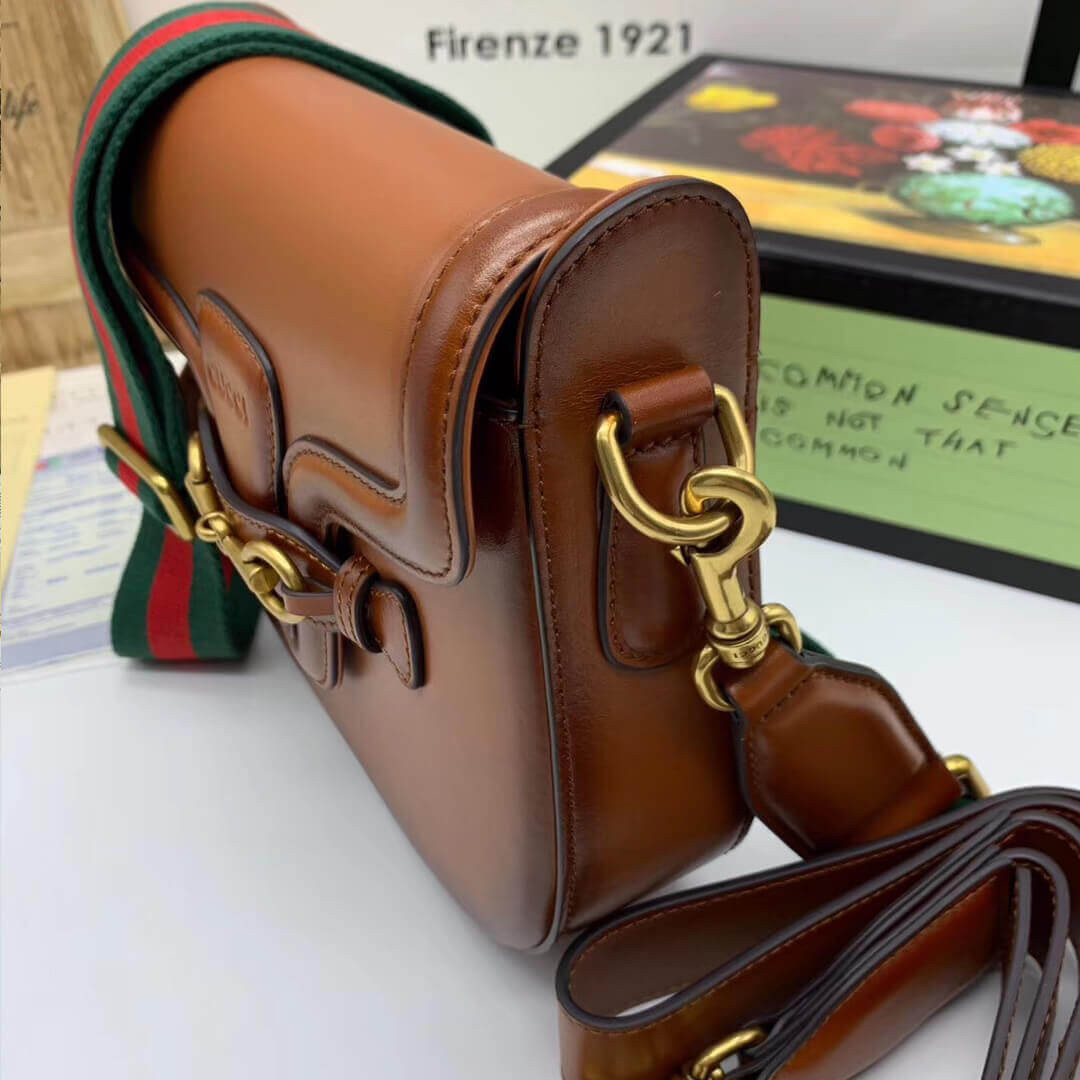 Gucci Lady Web Calfskin Leather Shoulder Bag 384821