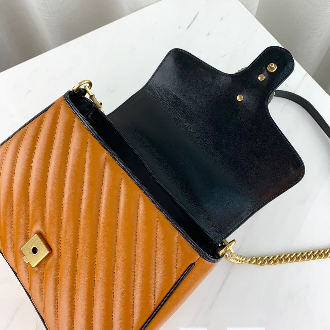 Gucci GG Marmont Small Top Handle Bag 498110 Cognac