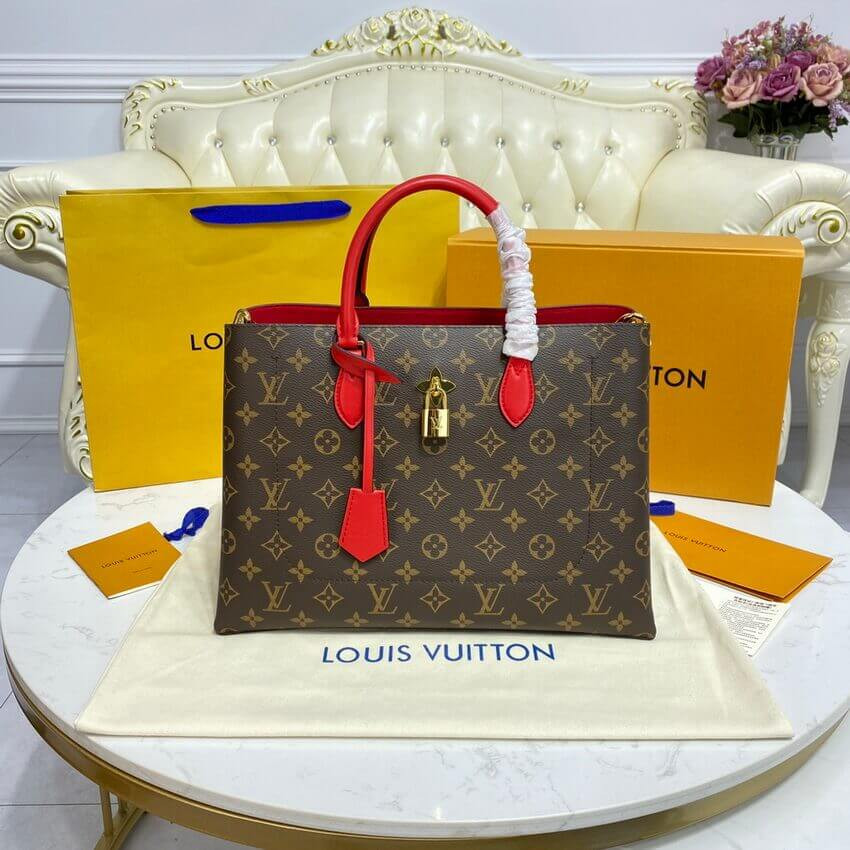 Louis Vuitton Monogram Canvas Flower Tote M43553 Red