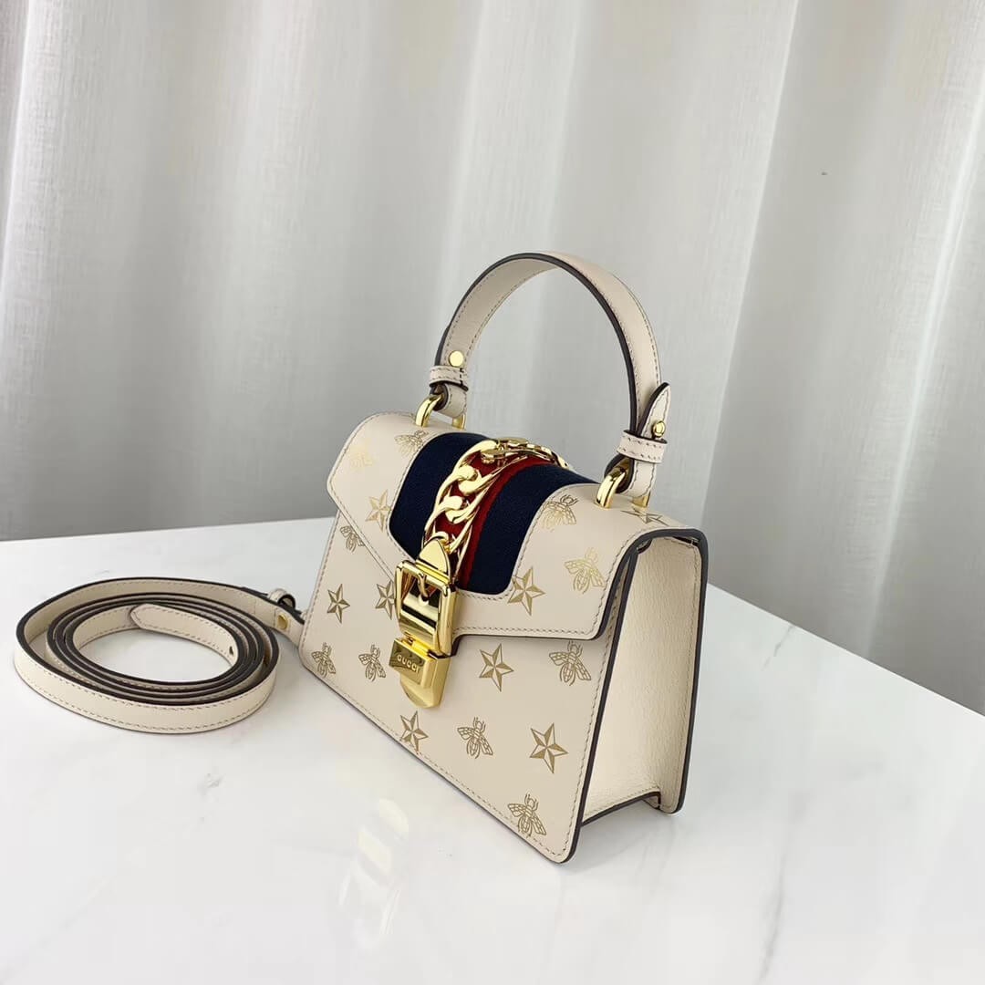 Gucci Sylvie Bee Star Mini Leather Bag 470270