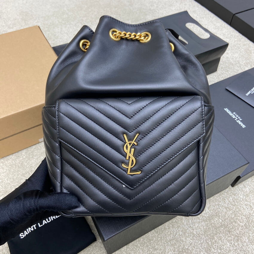 YSL Saint Laurent Joe Backpack 672609 In Black Lambskin