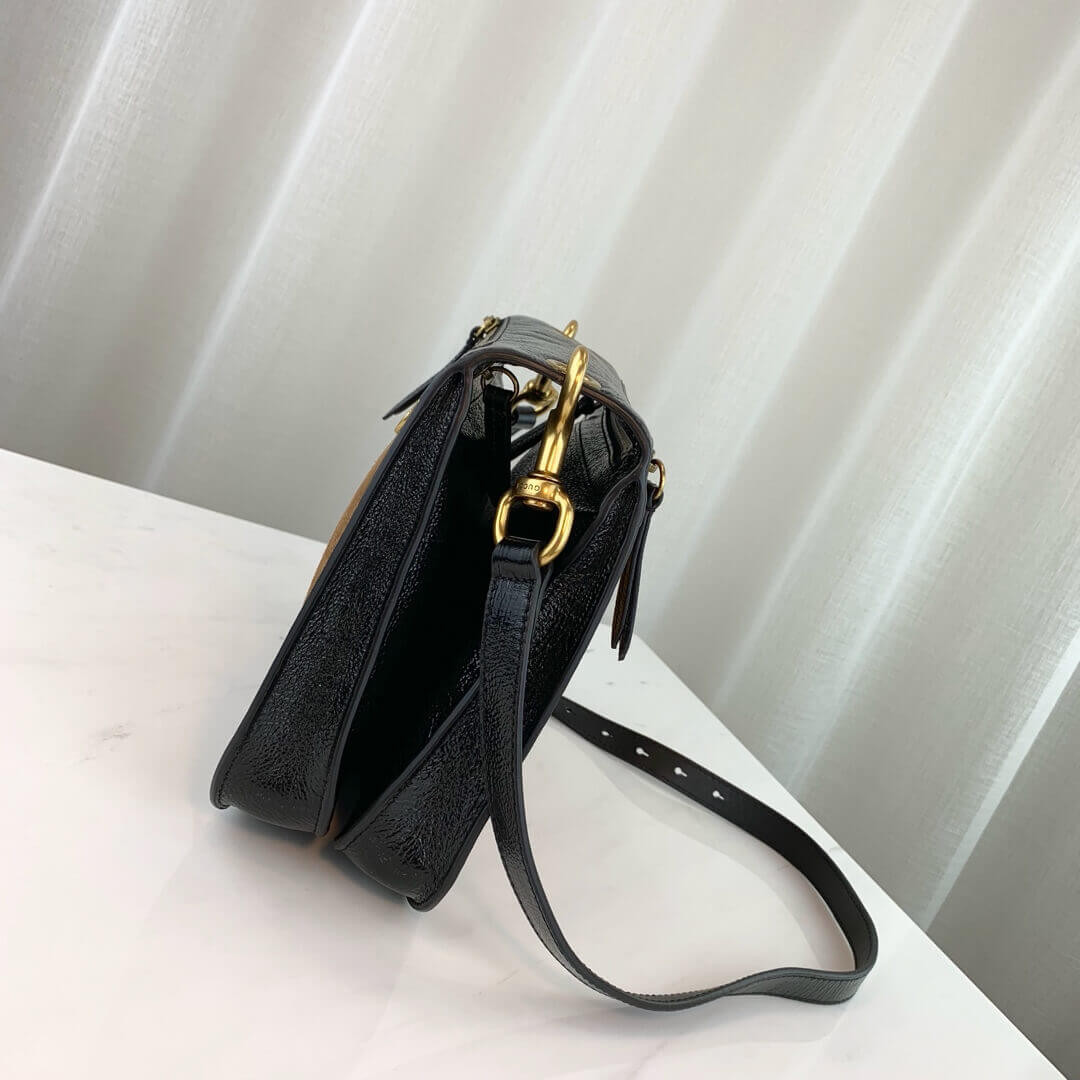 Gucci Ophidia Web Suede Saddle Bag 523658