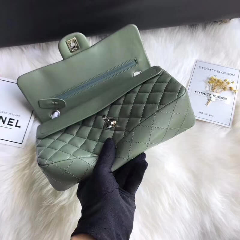 Chanel 1112 Green Medium Size 2.55 Lambskin Leather Flap Bag