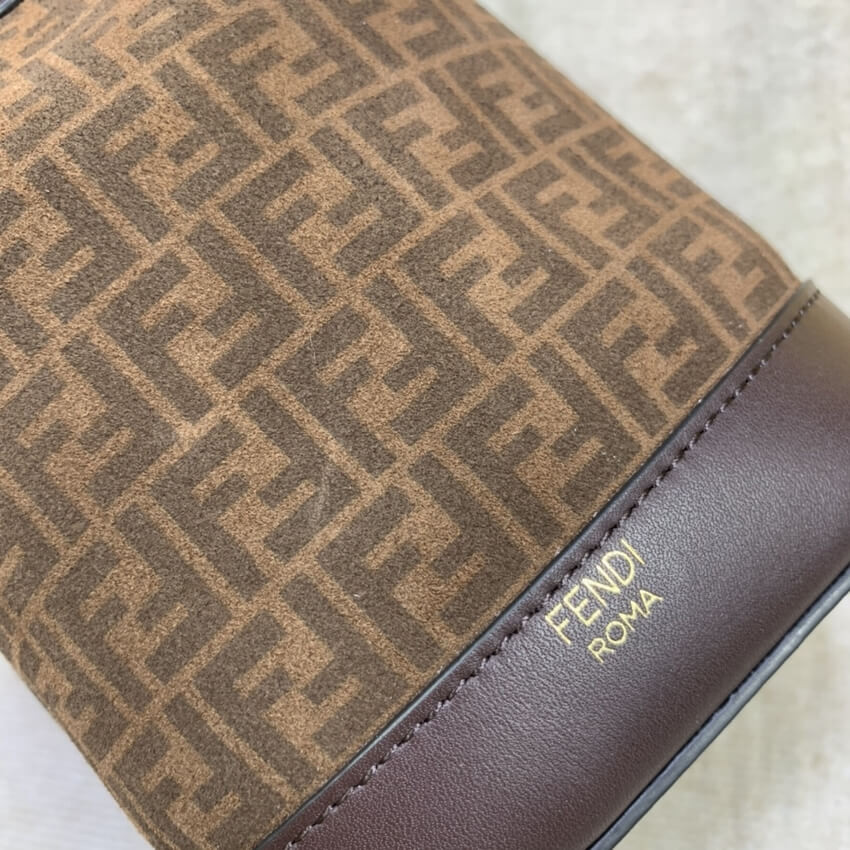 Fendi Mon Tresor Brown Leather Mini-Bag with FF Print 8BS010