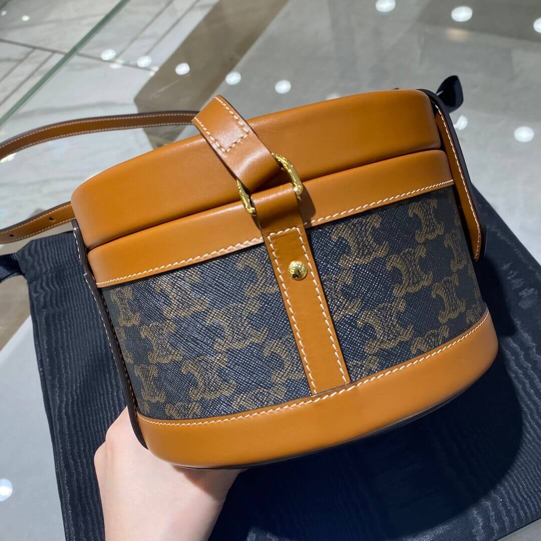 Celine Medium Tambour Bag In Triomphe Canvas 195192