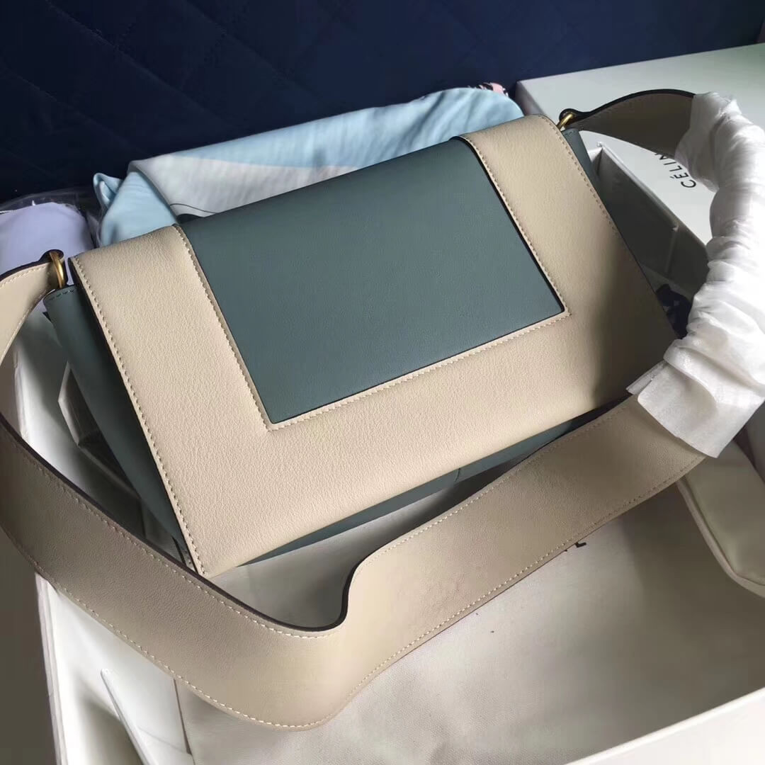 Celine Frame Medium Shoulder Bag 180263 White/Light Blue