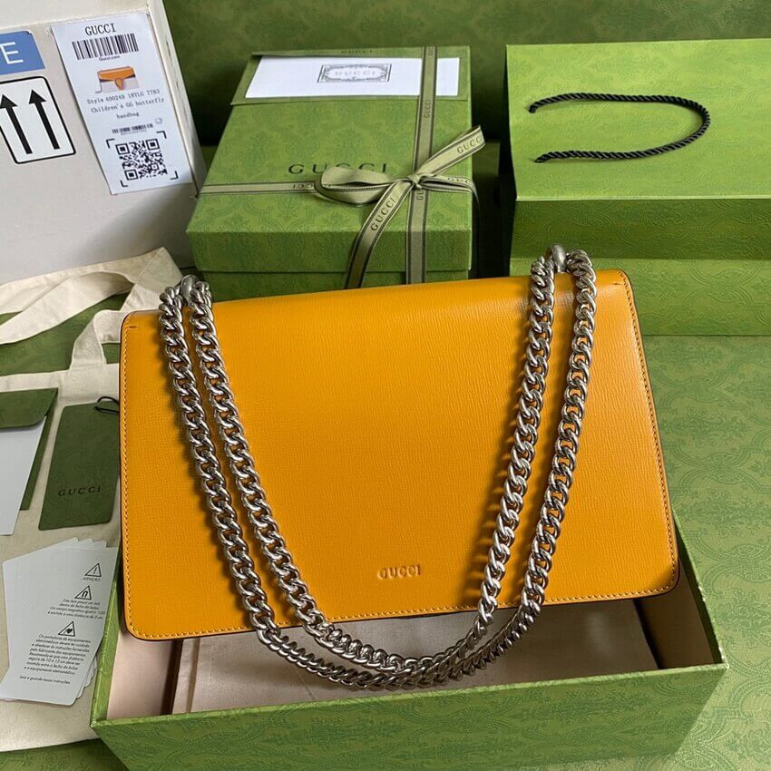 Gucci Dionysus Small Shoulder Bag 400249 Orange White Leather