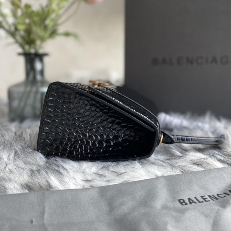 Balenciaga Hourglass S Croc-Effect Leather Tote