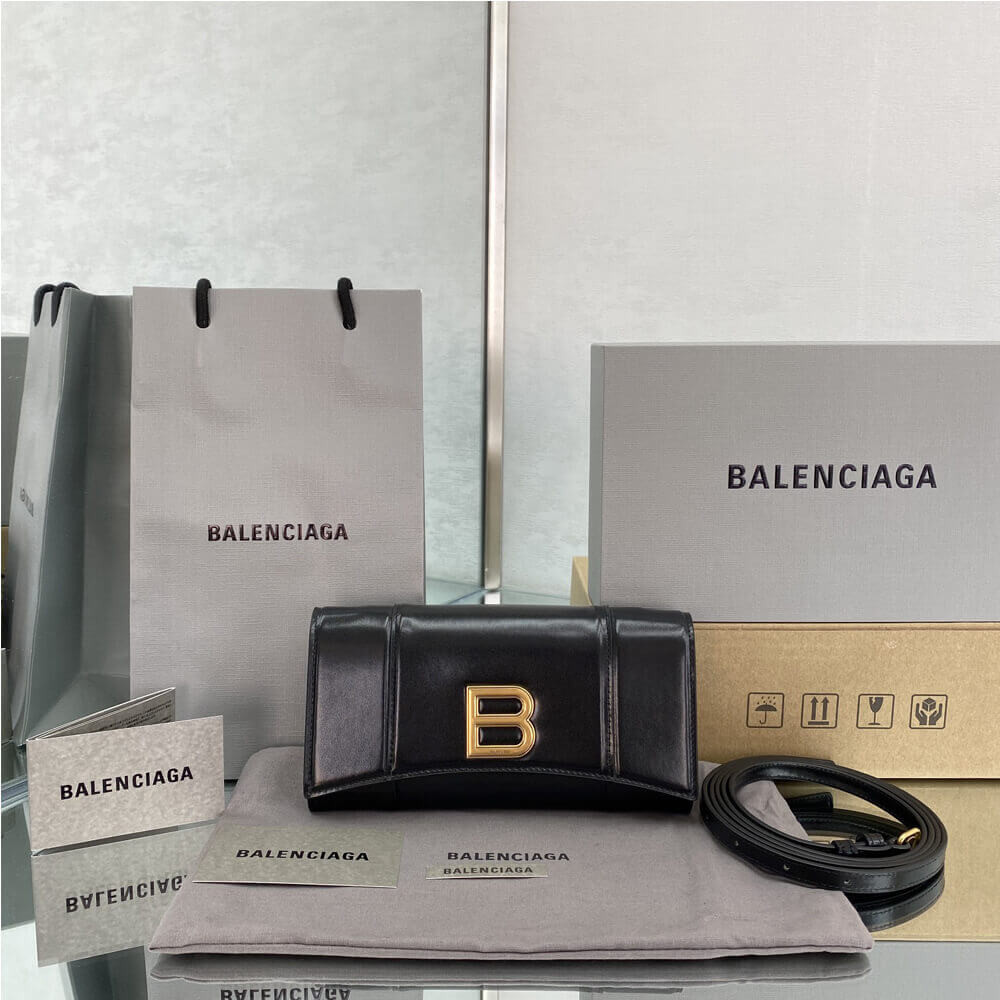 Balenciaga Hourglass Leather Strap Wallet