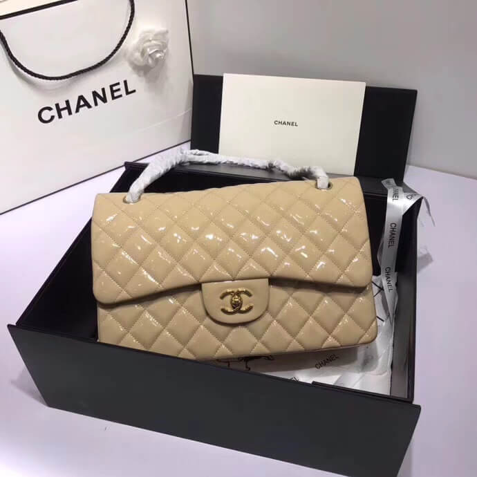 Chanel Pantent Leather 30cm Classic Flap Bag A1113