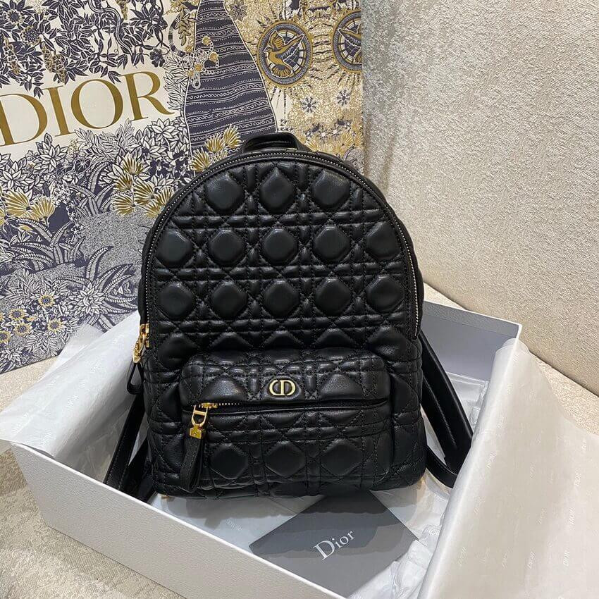 Christian Dior Black Cannage Lambskin Small Backpack M9221