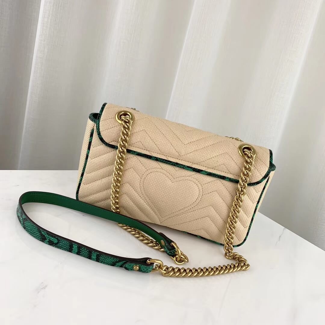 Gucci Online Exclusive GG Marmont Raffia Small Shoulder Bag 443497