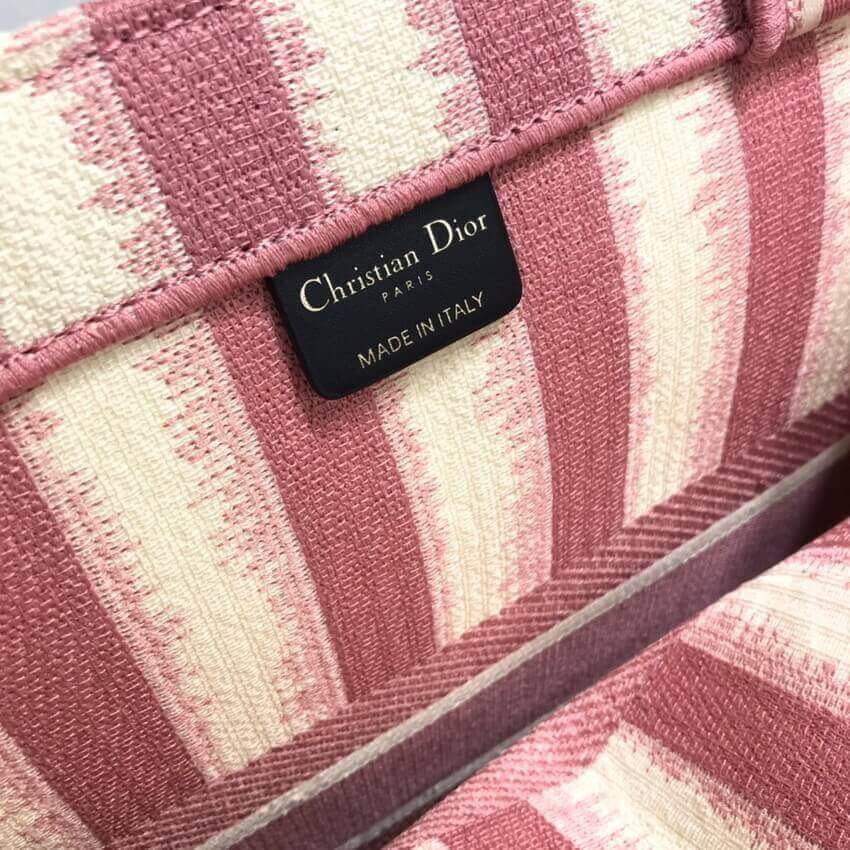 Dior Book Tote Pink D-Stripes Embroidery M1286