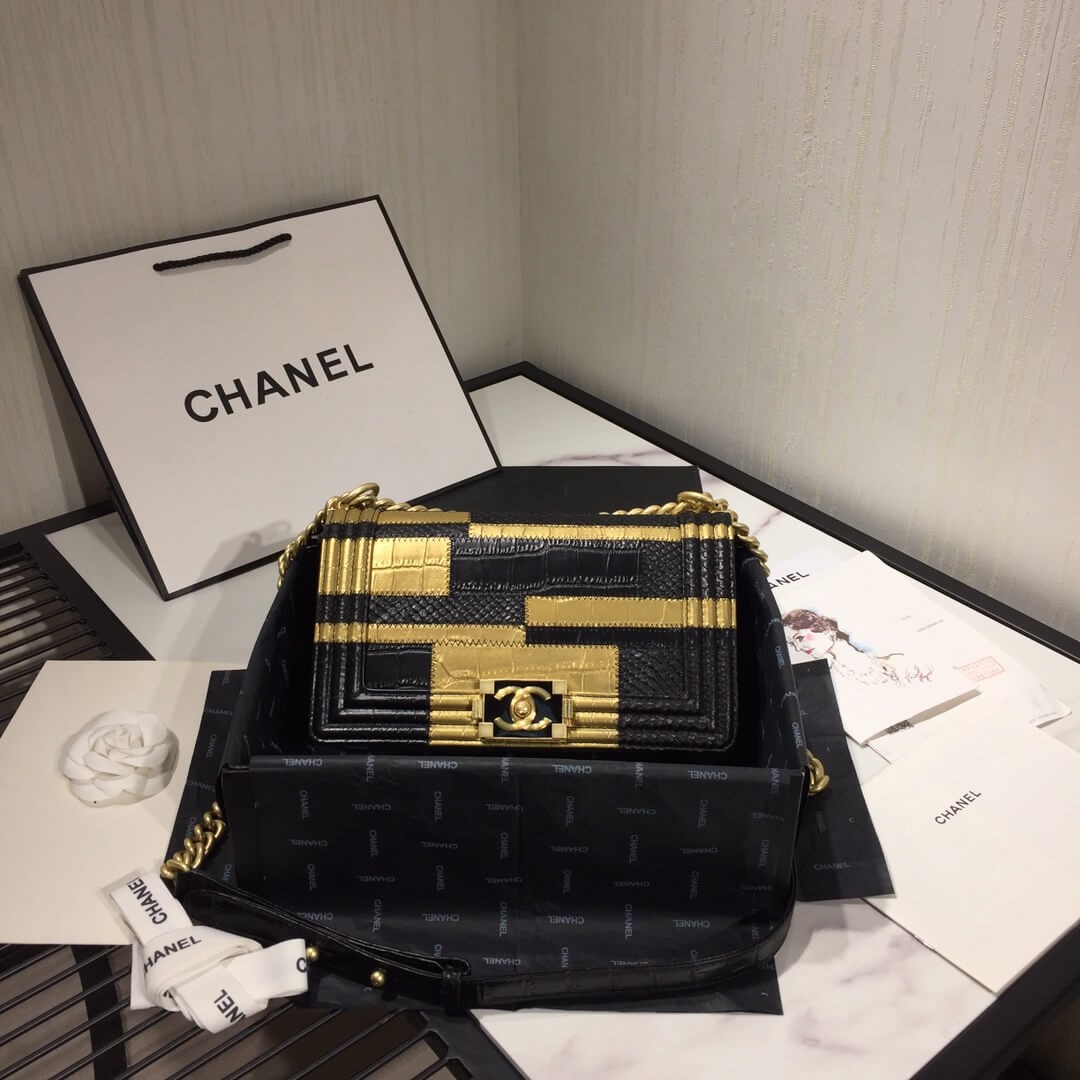 Chanel Small Boy Chanel Handbag A67085 Gold/Black