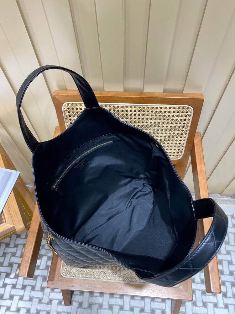 YSL Saint Laurent Icare Maxi Shopping Bag In Black Quilted Lambskin 698651