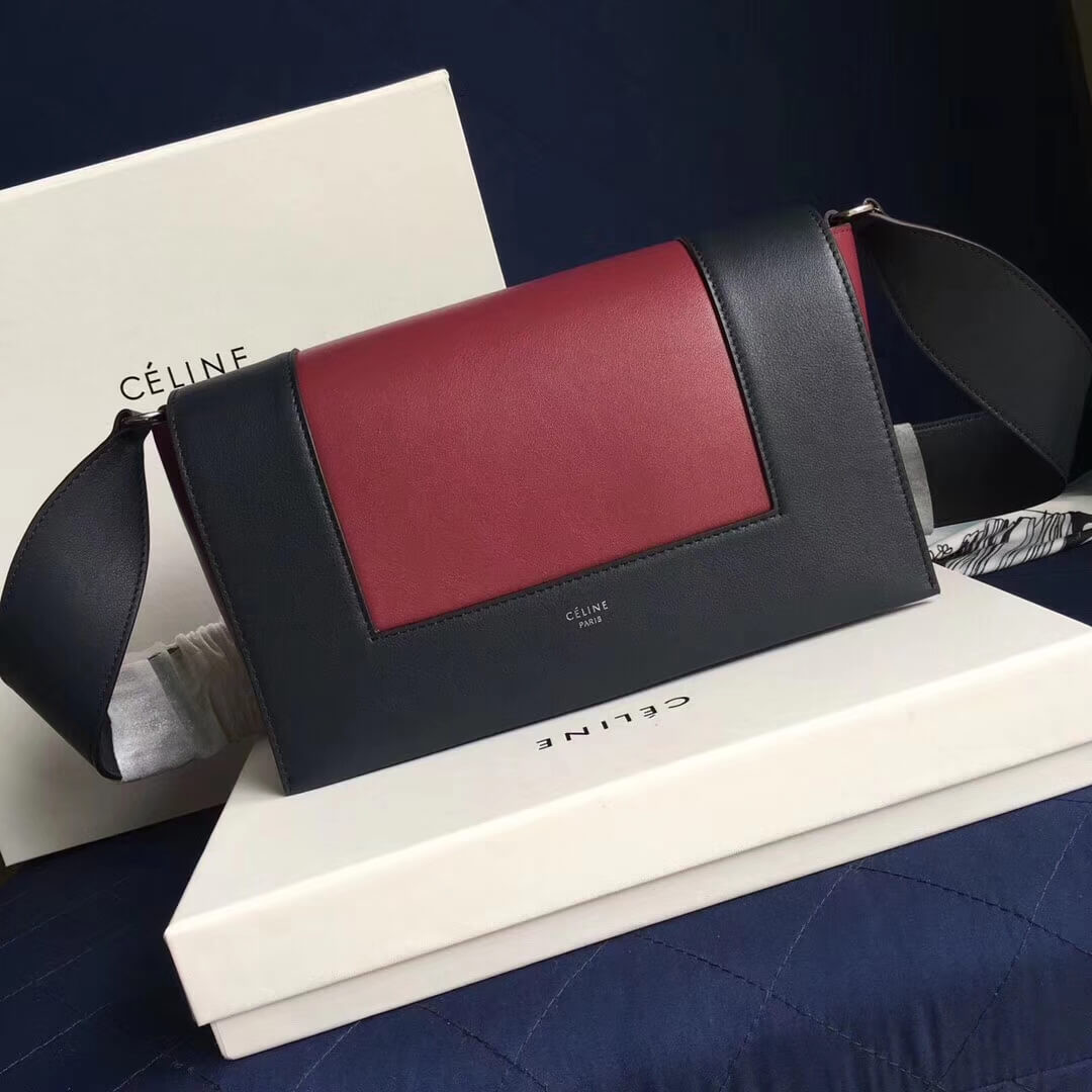 Celine Frame Medium Shoulder Bag 180263 Black/Burgundy