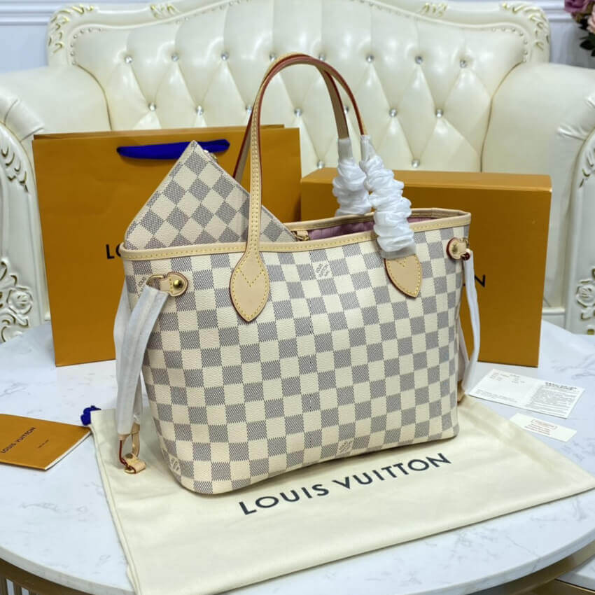 Louis Vuitton Damier Azur Neverfull PM N41362 Pink