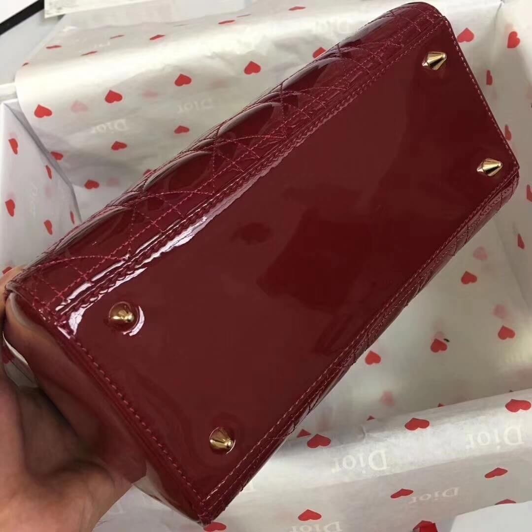 Christian Dior Patent Calfskin Lady Dior Bag M0565