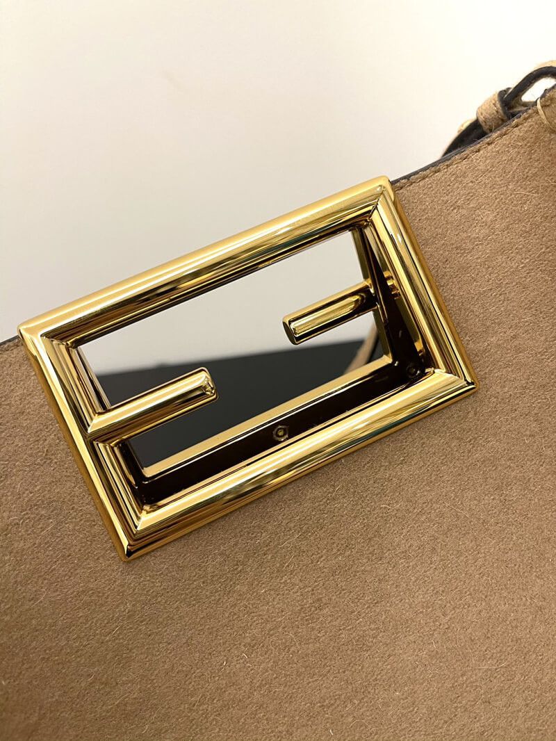 Fendi Beige Flannel Small Way Bag 8BS054