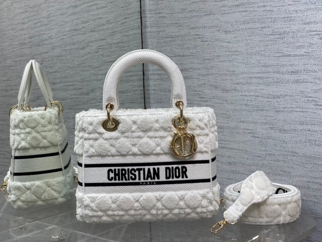 Christian Dior Medium Lady D-Lite Bag M05659 in Cannage Shearling