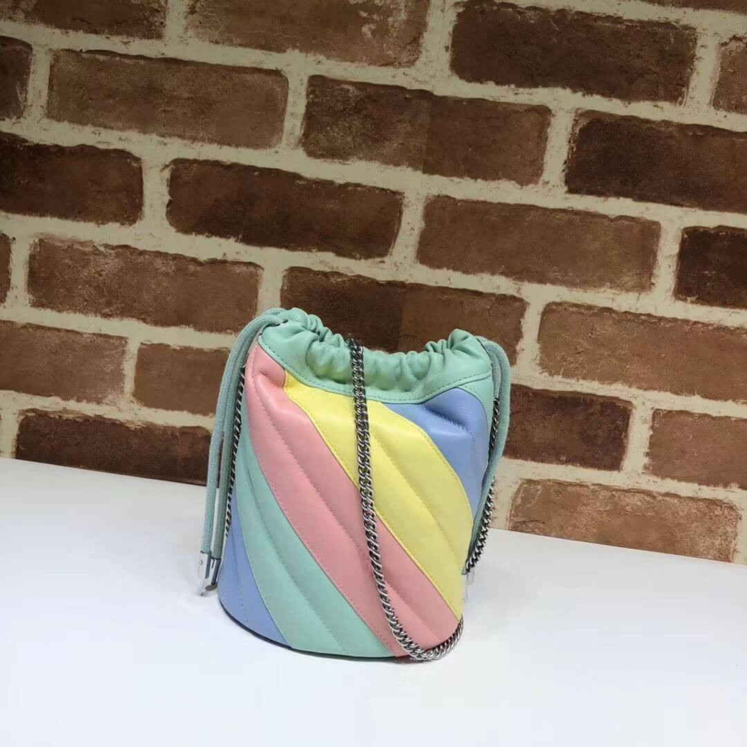 Gucci GG Marmont Mini Bucket Bag In Pastel And Rainbow 575163