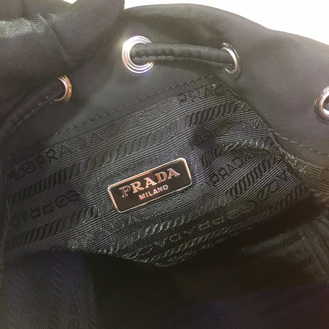 Prada Nylon Shoulder Bag With Leather And Studs 1BH038
