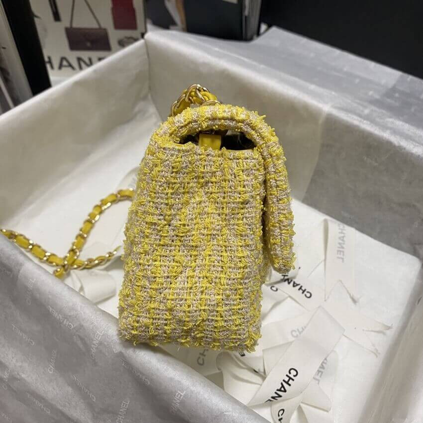 Chanel 20cm Classic Flap Bag in Yellow Tweed 1116