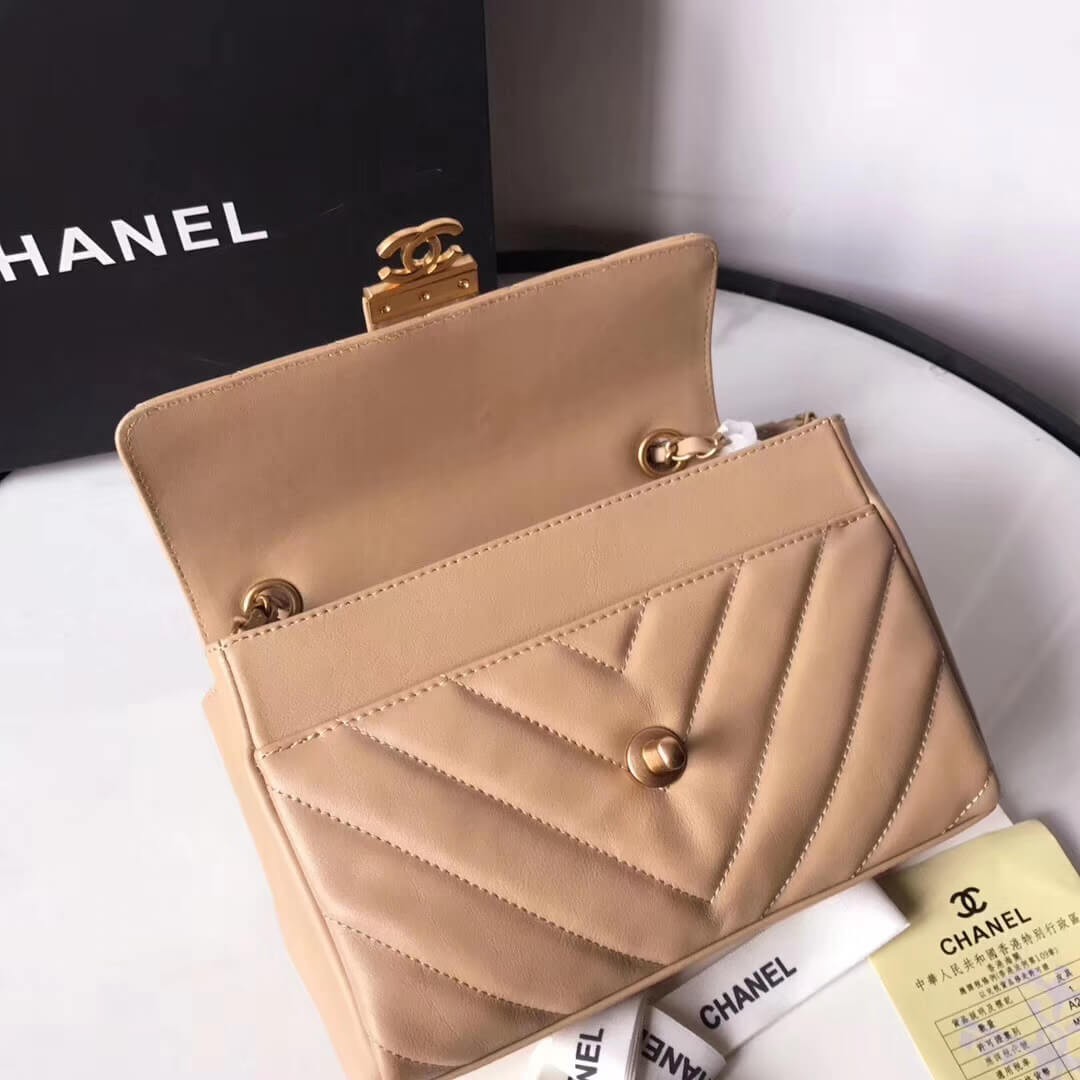 Chanel Calfskin Flap Bag With Top Handle AS0804