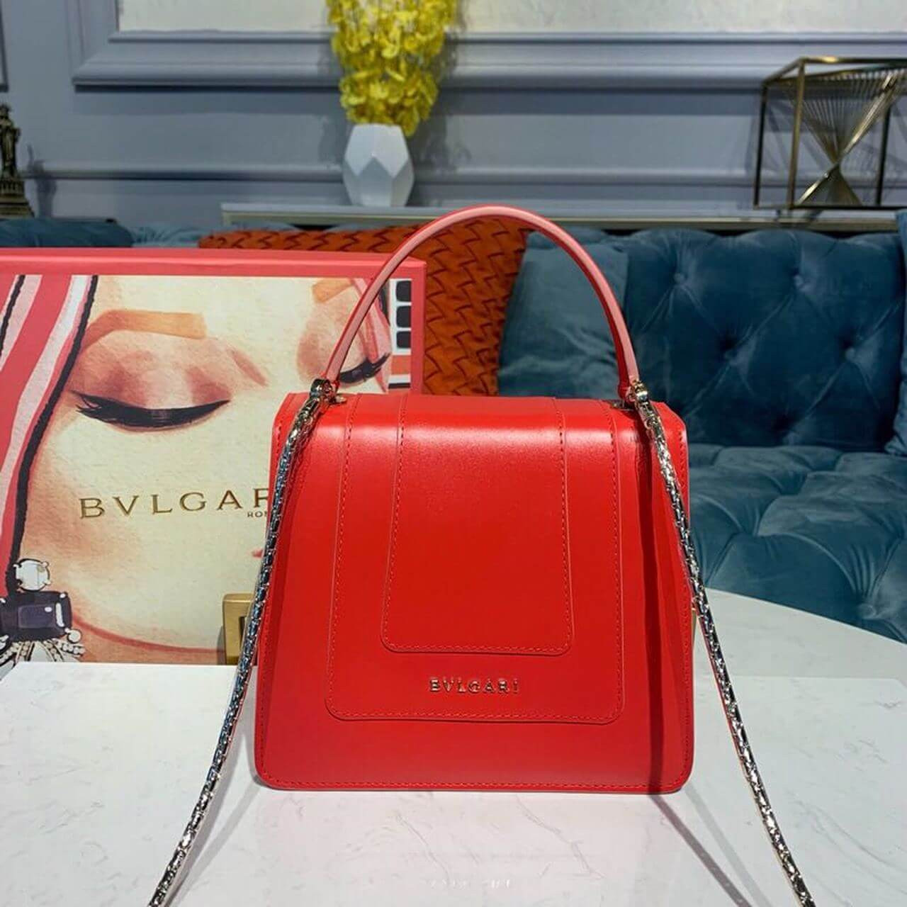 Bvlgari Serpenti Forever Crossbody Top Handle Bag 18cm 284537 White/Red