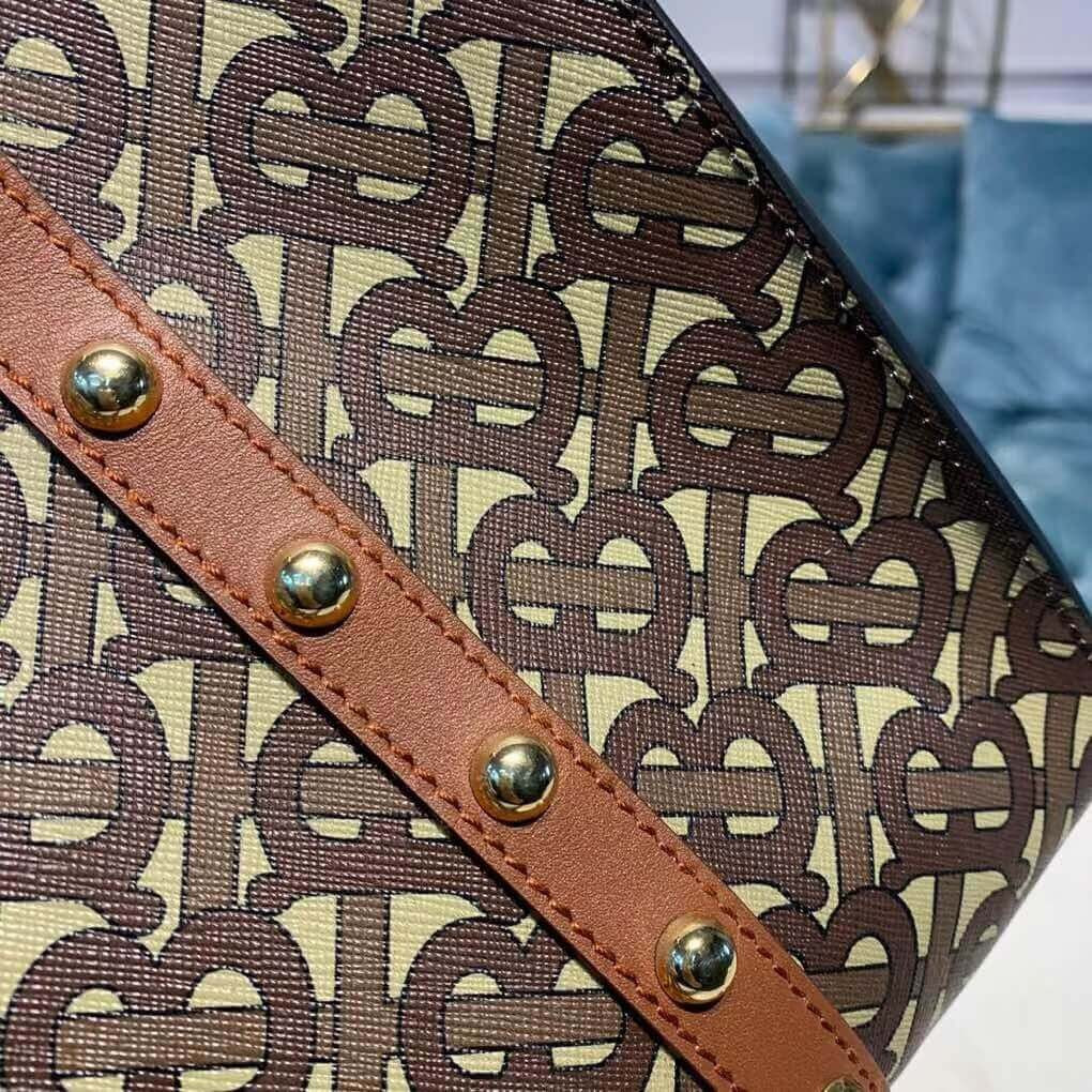 Burberry Small Monogram Print E-canvas Portrait Tote Bag 80250761