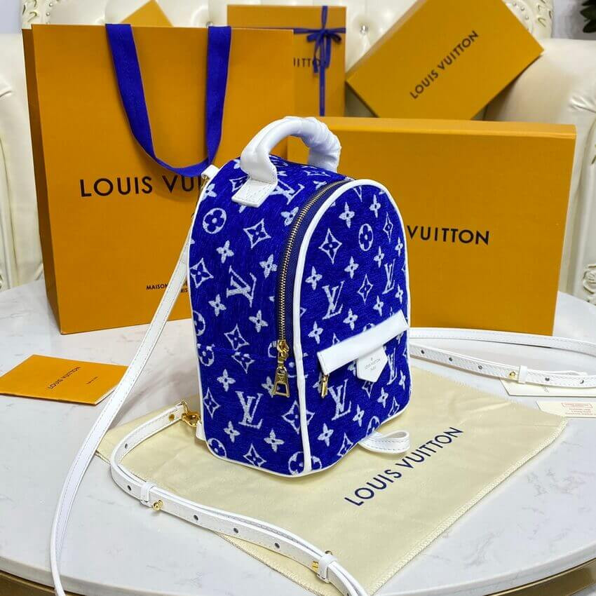 Louis Vuitton Monogram Jacquard Velvet Palm Springs Mini M46207 Blue
