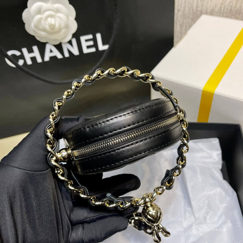Chanel Lambskin Leather Pouch With Chain AP2568