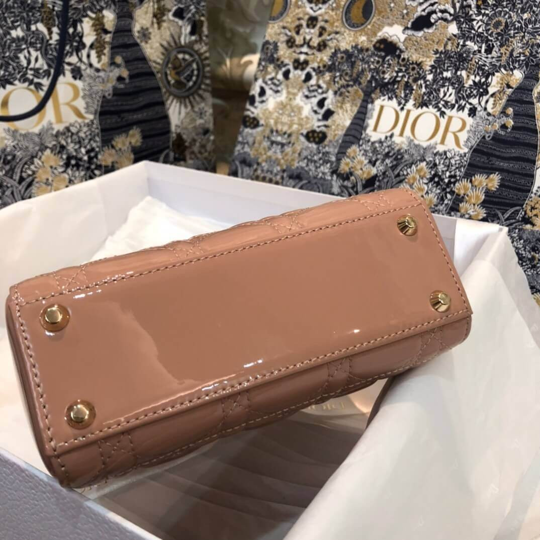 Christian Dior Patent Calfskin Mini Lady Dior Bag M0505
